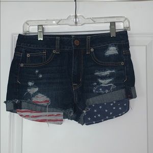 american eagle american flag jean shorts